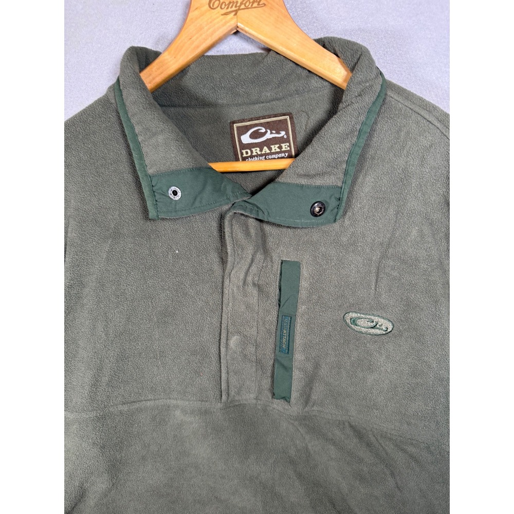 Drake Waterfowl Camp Fleece Quarter Snap Pullover Olive Green DW1083 Mens XL